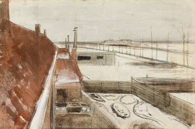Vista desde la ventana del estudio de Vincent en invierno II (1883) de Vincent van Gogh