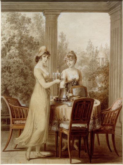 Dos damas en el pabellón de Vincenz Georg Kininger