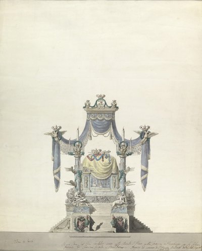 Catafalco para la Emperatriz Catalina la Grande de Rusia Elevación frontal, 1796 de Vincenzo Brenna
