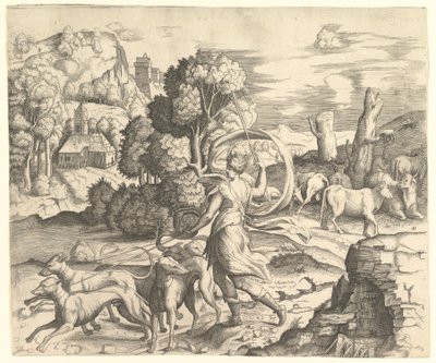 Diana la Cazadora en un Paisaje, ca. 1530-1542 de Vincenzo Caccianemici