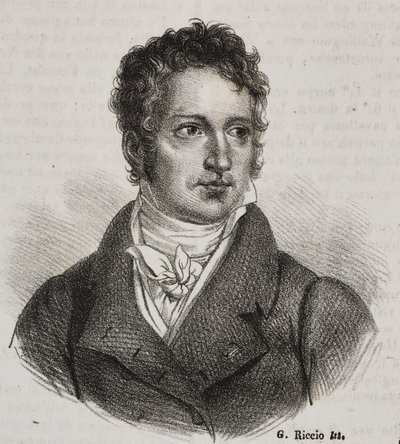 Retrato de Vincenzo Camuccini (1771-1844), pintor y restaurador italiano, litografía de Gaetano Riccio de Poliorama Pittoresco, n 16, 23 de noviembre de Vincenzo Camuccini