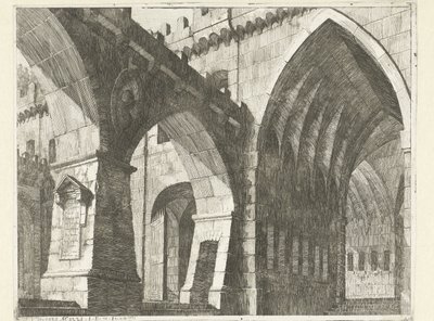 patio de un castillo Caprici di Scene Teatrali (título de la serie) de Vincenzo Mazzi