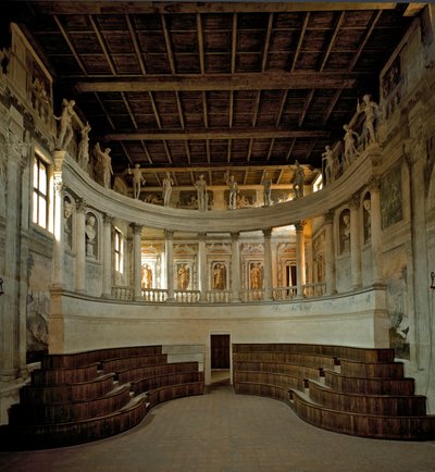 Arquitectura renacentista: vista del Teatro Olímpico diseñado por el arquitecto Vincenzo Scamozzi (1552-1616) 1588-1590 Sabbioneta, Italia de Vincenzo Scamozzi