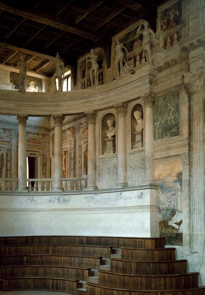 Arquitectura renacentista: vista del Teatro Olímpico diseñado por el arquitecto Vincenzo Scamozzi (1552-1616) 1588-1590 Sabbioneta, Italia de Vincenzo Scamozzi