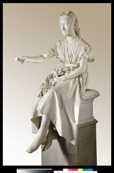 Retrato de la Marquesa Virginia Busti Porro como una niña o joven ofreciendo una flor de Vincenzo Vela