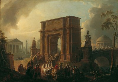 Procesión triunfal de un comandante a través del Arco de Tito de Vinzenz Fischer