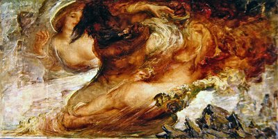 Hércules e Hidra, el segundo trabajo (óleo sobre lienzo) de Violet Brunton