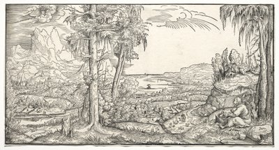 San Juan en la isla de Patmos, c. 1545-55 de Virgilius Solis