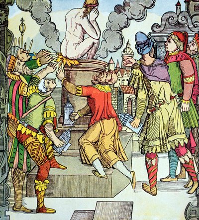 La venganza de Virgilio, xilografía del siglo XVI de Virgilio Solís (xilografía) de Virgilius the elder Solis