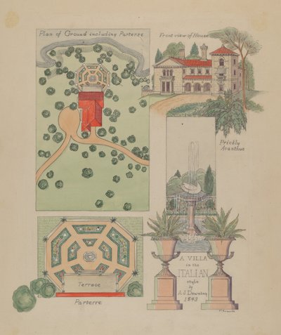 Diseño de villa italiana, c. 1936 de Virginia Richards