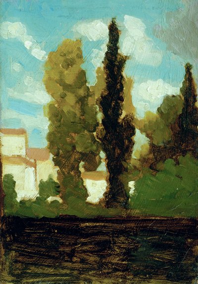 Estudio de un pueblo, c.1860 (óleo sobre cartón) de Vito d