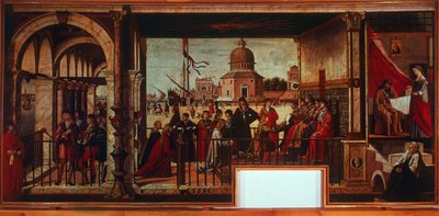 Llegada de los embajadores ingleses a la Corte de Bretaña (pintura) de Vittore Carpaccio