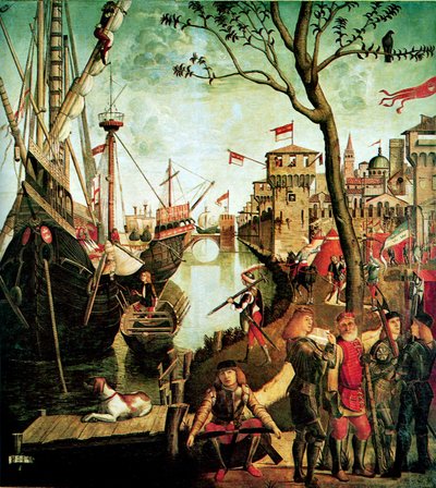 Llegada de Santa Úrsula a Colonia Durante el Sitio por los Hunos La Leyenda de Santa Úrsula de Vittore Carpaccio