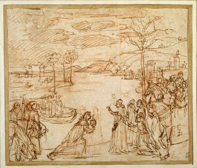 El cardenal Bessarion presentando a tres representantes de la Scuola della Carità en Venecia el relicario con un fragmento de la Verdadera Cruz de Vittore Carpaccio