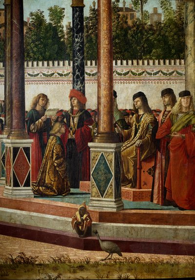 Ciclo de la vida de Santa Úrsula. Tercer episodio: el regreso de los embajadores al Rey de Inglaterra (detalle) de Vittore Carpaccio