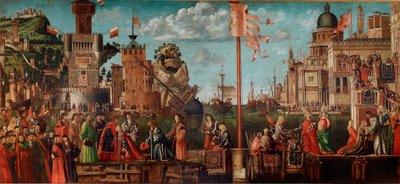 Ciclo de la vida de Santa Úrsula, cuarto episodio: El encuentro de los comprometidos y la partida en peregrinación de Vittore Carpaccio