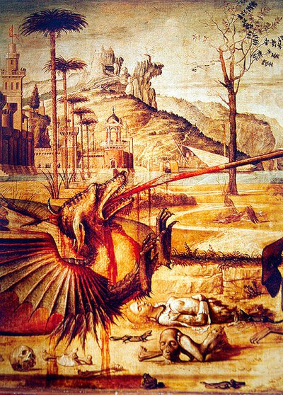 (detalle) de San Jorge matando al dragón, c.1502-07 de Vittore Carpaccio