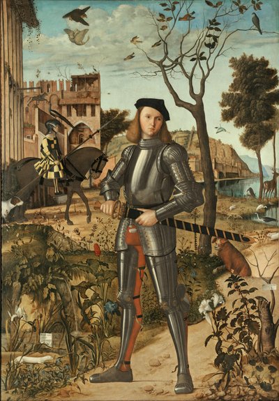 Joven caballero en un paisaje de Vittore Carpaccio