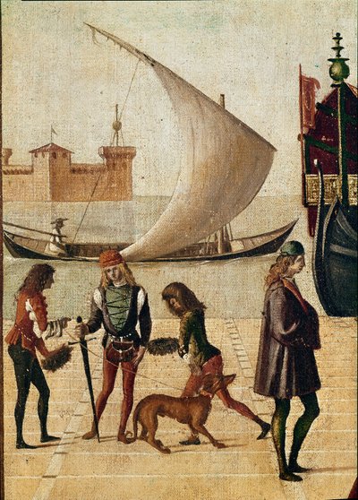 Leyenda de Santa Úrsula: (detalle) llegada de los embajadores de Vittore Carpaccio
