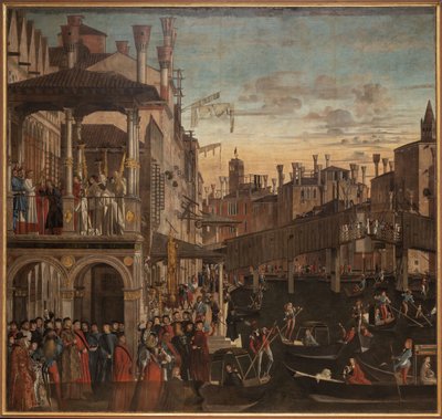Milagro de la Santa Cruz en el Ponte di Rialto, c. 1496 de Vittore Carpaccio