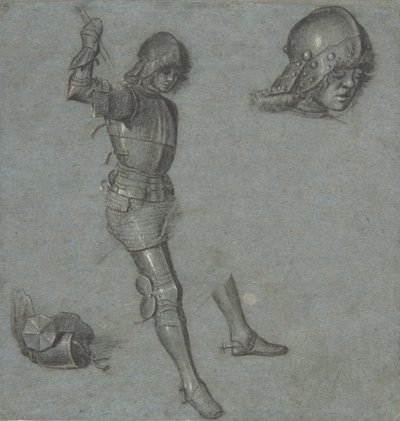 Estudios de un joven sentado en armadura de Vittore Carpaccio