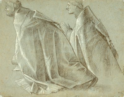 Estudio de dos clérigos arrodillados (recto); Estudio de un joven de pie (verso) de Vittore Carpaccio