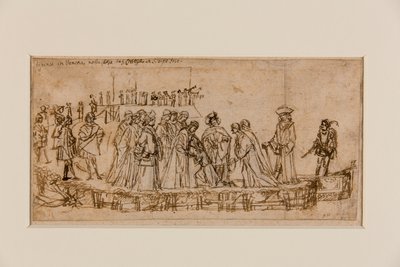 El príncipe inglés Conan despidiéndose de su padre (pluma y tinta sobre tiza en papel) (recto de 5933931) de Vittore Carpaccio