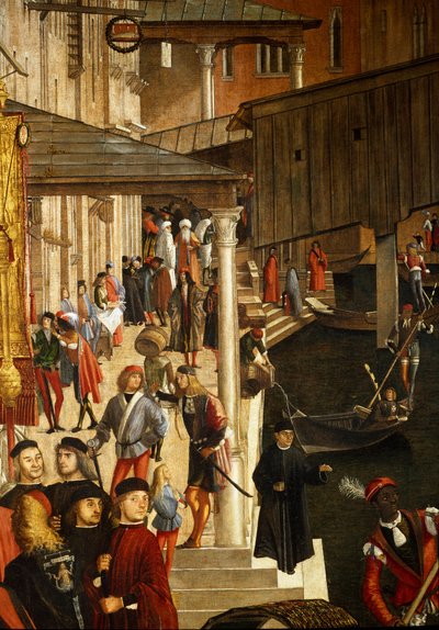 El milagro de la reliquia de la Santa Cruz en el Puente de Rialto en Venecia (detalle) de Vittore Carpaccio