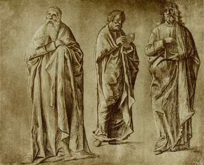 Tres estudios de figuras para santos de Vittore Carpaccio