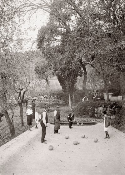 Juego de bochas (foto en blanco y negro) de Vittorio Alinari