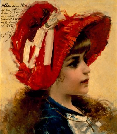 Retrato de Nini de Vittorio Matteo Corcos (1859-1933), óleo sobre lienzo, 43x37 cm de Vittorio Matteo Corcos