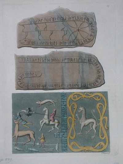 Alfombra de Adeland y piedras con inscripciones rúnicas, de 