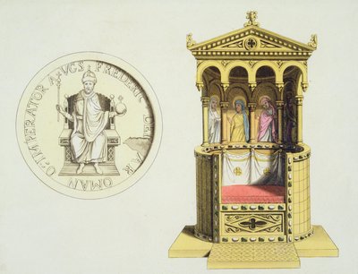 Moneda y trono de Federico Barbarroja (c.1123-90) de 