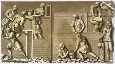 Soldados romanos construyendo un fuerte, c1820-1839 de Vittorio Raineri