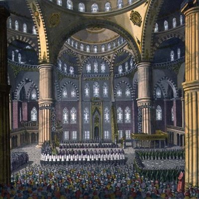 La celebración del Festival de Mewlod en la Mezquita del Sultán Ahmed, lámina 41 de la Parte III, Volumen I de 
