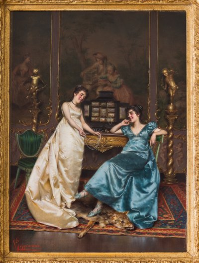 El collar de perlas (óleo sobre lienzo) de Vittorio Reggianini