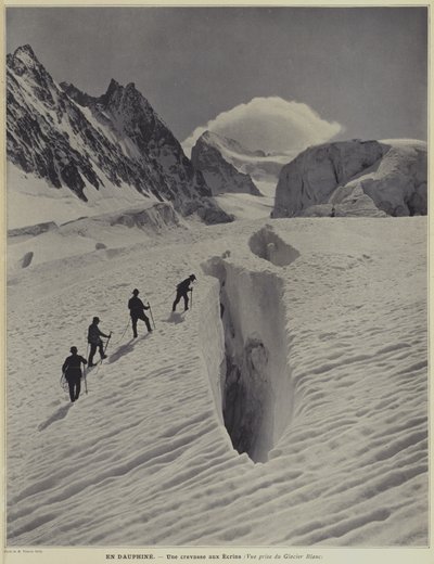 En la región de Dauphiné de los Alpes franceses: una grieta en el Glaciar Blanco en la Barre des Écrins de Vittorio Sella