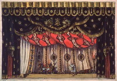 Decorado preparatorio para la obra de teatro "Le destructeur de Jerusalem" de Arvid Jarnefelt - Stage design for the play The Destroyer of Jerusalem by Arvid Jarnefelt (1861-1932) - Oeuvre de Vladimir Alexeyevich Shchuko (1878-1939), aquarelle, gouache et de Vladimir Alexeyevich Shchuko
