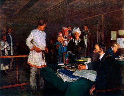 En la oficina, finales del siglo XIX-principios del siglo XX, 1965 de Vladimir Egorovic Makovsky