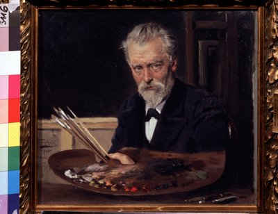 Autoportrait (Self Portrait). Peinture de Vladimir Yegorovich Makovski (Makovsky, Makovskij) (1846-1920), huile sur toile de Vladimir Egorovic Makovsky