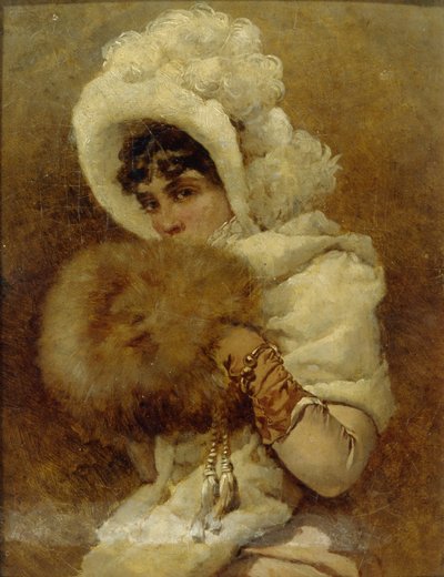 Chica con un manguito, 1884 de Vladimir Egorovic Makovsky