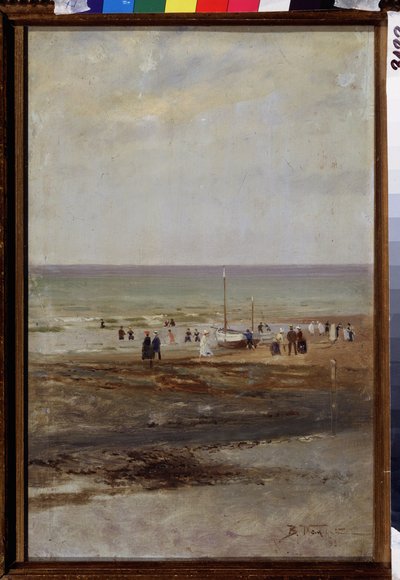 En la playa (En la playa). Pintura de Vladimir Yegorovich Makovsky (Makovsky, Makovskij) (1846-1920), óleo sobre lienzo de Vladimir Egorovic Makovsky