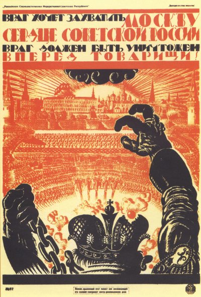 El enemigo quiere ocupar Moscú... Cartel, 1919 de Vladimir Ivanovich Fidman