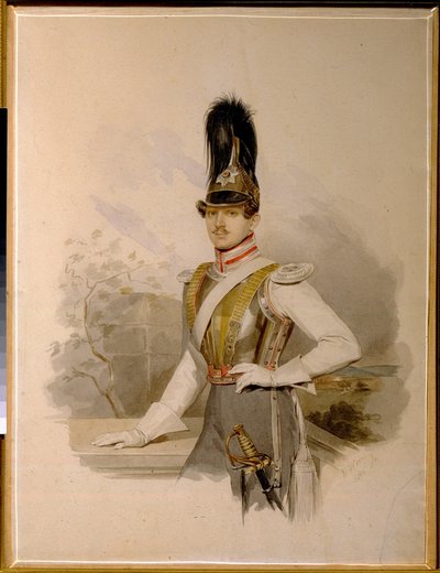Retrato del conde Valentin Grigoryevich Stroganov (1801-1833) (retrato del conde V.G.Stroganov). obra de Vladimir Ivanovich Hau (Gau) (1816-1895), acuarela sobre papel, antes de 1832. Arte ruso de Vladimir Ivanovich Hau