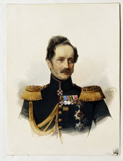 Retrato del Príncipe Alexey Fyodorovich Orlov (1787-1862) (Retrato del Príncipe A. F. Orlov). Soldado y diplomático ruso. Obra de Vladimir Ivanovich Hau (Gau) (1816-1895), acuarela sobre papel de Vladimir Ivanovich Hau
