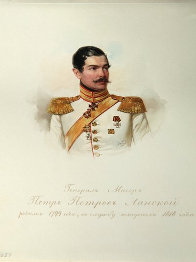 Retrato del General Pyotr Petrovich Lanskoy (1799-1877) (Del Álbum de la Guardia Imperial a Caballo) - Hau (Gau), Vladimir Ivanovich (1816-1895) - 1846-1849 - Acuarela sobre papel - Instituto de Literatura Rusa IRLI (Pushkin -Casa), San Petersburgo de Vladimir Ivanovich Hau