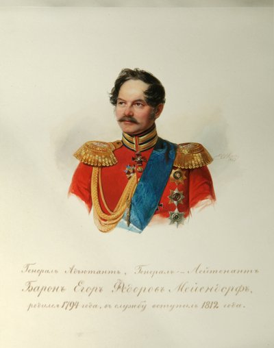 Retrato del General Yegor Fyodorovich Meiendorf (1794-1879) (Del Álbum de la Guardia Imperial a Caballo) - Hau (Gau), Vladimir Ivanovich (1816-1895) - 1846-1849 - Acuarela sobre papel - Instituto de Literatura Rusa IRLI (Pushkin -Casa), San Petersburgo de Vladimir Ivanovich Hau