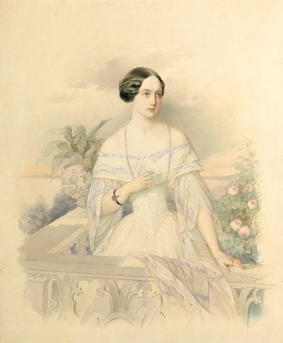 Retrato de la Gran Duquesa Olga Nikolaevna, 1846 de Vladimir Ivanovich Hau