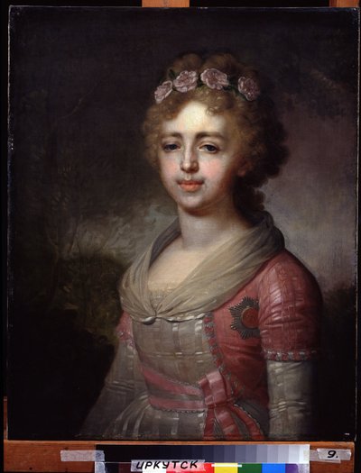 Retrato de la gran duquesa Alexandra Pavlovna (1783-1801), hija del emperador Pablo I (Retrato de la gran duquesa Alexandra Pavlovna, hija del emperador Pablo I). Pintura de Vladimir Lukich Borovikovsky (o Borovikovsky) (1757-1825). Óleo sobre lienzo de Vladimir Lukich Borovikovsky