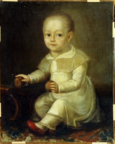 Retrato de un niño con manzanas. (Retrato de un niño con manzanas). Pintura de Vladimir Lukitch Borovikovsky (o Borovikovsky) (1757-1825) de Vladimir Lukich Borovikovsky